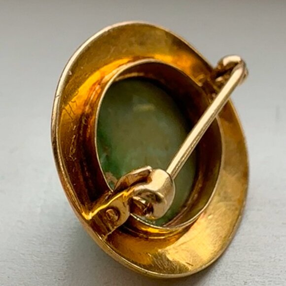 14k Gold Antique Turquoise Brooch - Picture 4 of 7